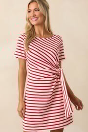 A Little Reminder Red Stripe Cotton Tie-Waist Mini Dress
