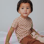Essentials Short Sleeve Tee - 'Camel Check'