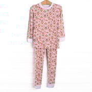 Gingerbread Village Bamboo Pajama Set, Pink