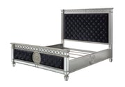 ACME Varian Queen Bed, Dark Navy Velvet & Mirrored