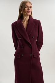 Wool Double Breasted Tailored Midi Coat | Karen Millen