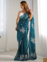 Anouk Floral Beads and Stones Organza Saree