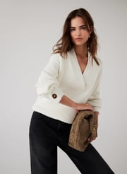 White Cotton Blend Knit Jumper