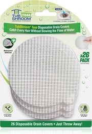 TubShroom Toss 26pk Disposable Drain Covers - Hair Catcher Mesh Sticker Strainers for Shower Bathtub and Bathroom Sink Drains