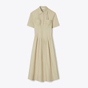 Poplin Pleat-Waist Dress
