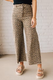 Cooper Cropped Wide Leg Leopard Jeans