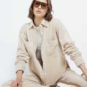 Beige Relaxed Corduroy Shirt