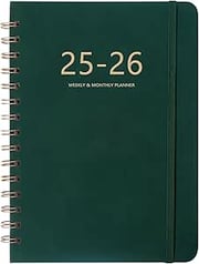 2025 Planner - Weekly and Monthly Planner 2025, January 2025 - December 2025, 6.4" x 8.5", Daily Planner Calendar Planner with Monthly Tabs, Elastic Closure, Pocket, Notes, Faux Leather Cover Yearly Agenda(Green)