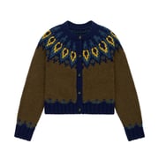 Women's Wool Fairisle Cardigan Olive