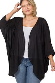 Plus Size Cozy Vibes Chiffon Cardigan - Black