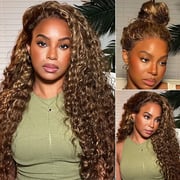 CLEARANCE 360 Lace Invisible Strap 250% Human Hair Lace Wig Highlight Water Wave