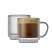 Haven Fluted Stackable Double Wall Glass Mugs