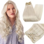 Clip in Extensions 100% Remy Human Hair 7 Pieces Platinum Blonde (#60)