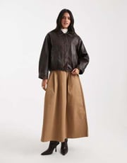 ONLY pleated maxi A-line skirt in camel