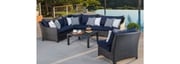 Deco™ 6 Piece Sunbrella® Outdoor Sectional & Table Set - Navy Blue FREE SHIPPING