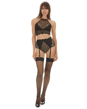 Women's 2 Piece Monique Fishnet Bralette and Garter Set