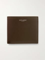 Logo-Print Leather Billfold Wallet - dark green - One Size