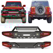Ford Bronco Steel Front and Rear Bumpers Combo with Offroad Lights & D-rings &  Sensor Mounting Hole