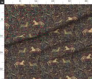 Fabric in Ancient Medieval Unicorn + Stag Midnight Floral Tapestry - MEDIUM