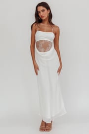 These Days Backless Lace Waist Maxi Dress White