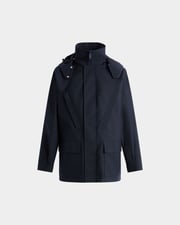 Medium Length Parka in Navy Blue Nylon
