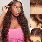 Megalook 13x6 Three-Go™ Glueless Wig #4 Chocolate Brown Bohemian Curl Water Wave Lace Front Wigs With Drawstring