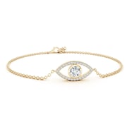 Lab-Grown Bezel-Set Diamond Evil Eye Bracelet With Accents