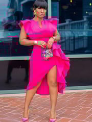 Sleevelesss Ruffle Patchwork Bodycon Midi Dress