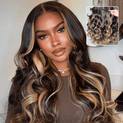 Flash Sale Klaiyi Honey Caramel Highlights Body Wave 13x4 Pre everything Wig Put on and go Glueless Wigs