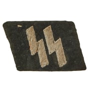 Original German WWII Uniform Removed SS EM/NCO Type 2 Double Sig Rune Collar Tab - Schutzstaffel