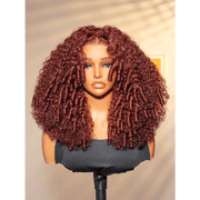 Cherry Cola Red Human Hair Glueless 250% Density Curly Wig Ready to Go Wig