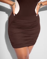 Mini Ruched Skirty - Espresso