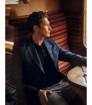 Dark Blue Tonal Check Tailored Blazer - 1913 Collection