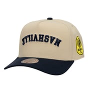Men's Nashville SC  Mitchell & Ness Cream/Navy Upside Down Pro Pinch Snapback Hat