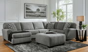 Modern Heritage Birkdale Court U-Shape 3-Piece Gray Fabric Sectional with Chaise