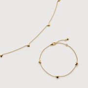 Heart Station Necklace and Bracelet Set