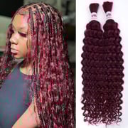 WOWANGEL 99J Burgundy Color Bulk Human Hair for Braiding Deep Wave 50g/bundle *2