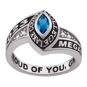 Ladies Platinum Celebrium? Marquise Birthstone and CZ Class Ring