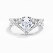 Crossover Modern Prong Engagement Ring Cubic Zirconia 1.20ct Pear 925 Sterling Silver