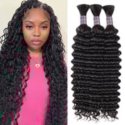 Ishow Deep Wave Bulk Human Hair For Braiding Natural Black Hair Extensions