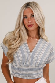 FINAL SALE - Feels Like Love Blue Striped Blouse