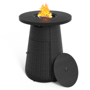 Pizzello Godere - 31.5" Propane Bar Height Fire Pit Table Outdoor Round Wicker Gas Fire Table
