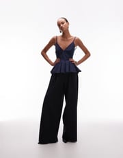 ASOS DESIGN oversized balloon barrel leg pants in navy