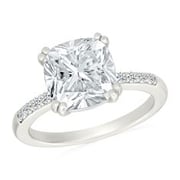 Cushion Created White Sapphire Sterling Silver Promise Ring