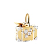 Vintage Suitcase with Stickers Charm Gold