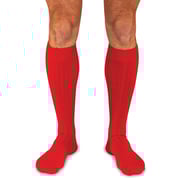Red Merino Wool Over the Calf Dress Socks