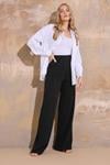 LTS Tall Black Stretch Scuba Wide Leg Trousers