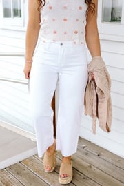 VERVET: Lumi White Raw Hem Crop Jeans