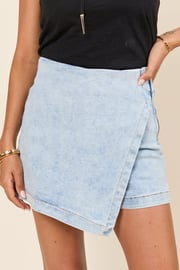 My Favorite Light Wash Acid Wash Denim Skort