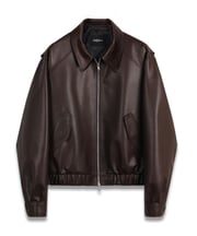 OVERSIZED VEGAN LEATHER BOMBER JACKET (BROWN)